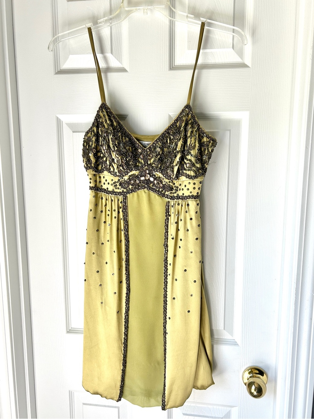 Sue Wong Nocturne Beaded Olive Mini Dress